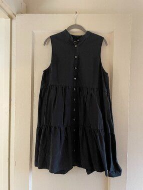 Madewell Sleeveless Tiered Button Down Shirt Dress | Size L